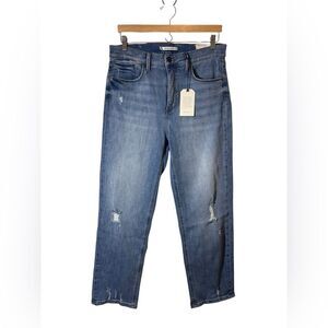 NEW WHETHERLY | denim blue jeans pierce high rise straight leg 31/12 31 12
